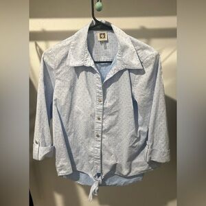 Anne Klein Sky Blue Patterned Shirt